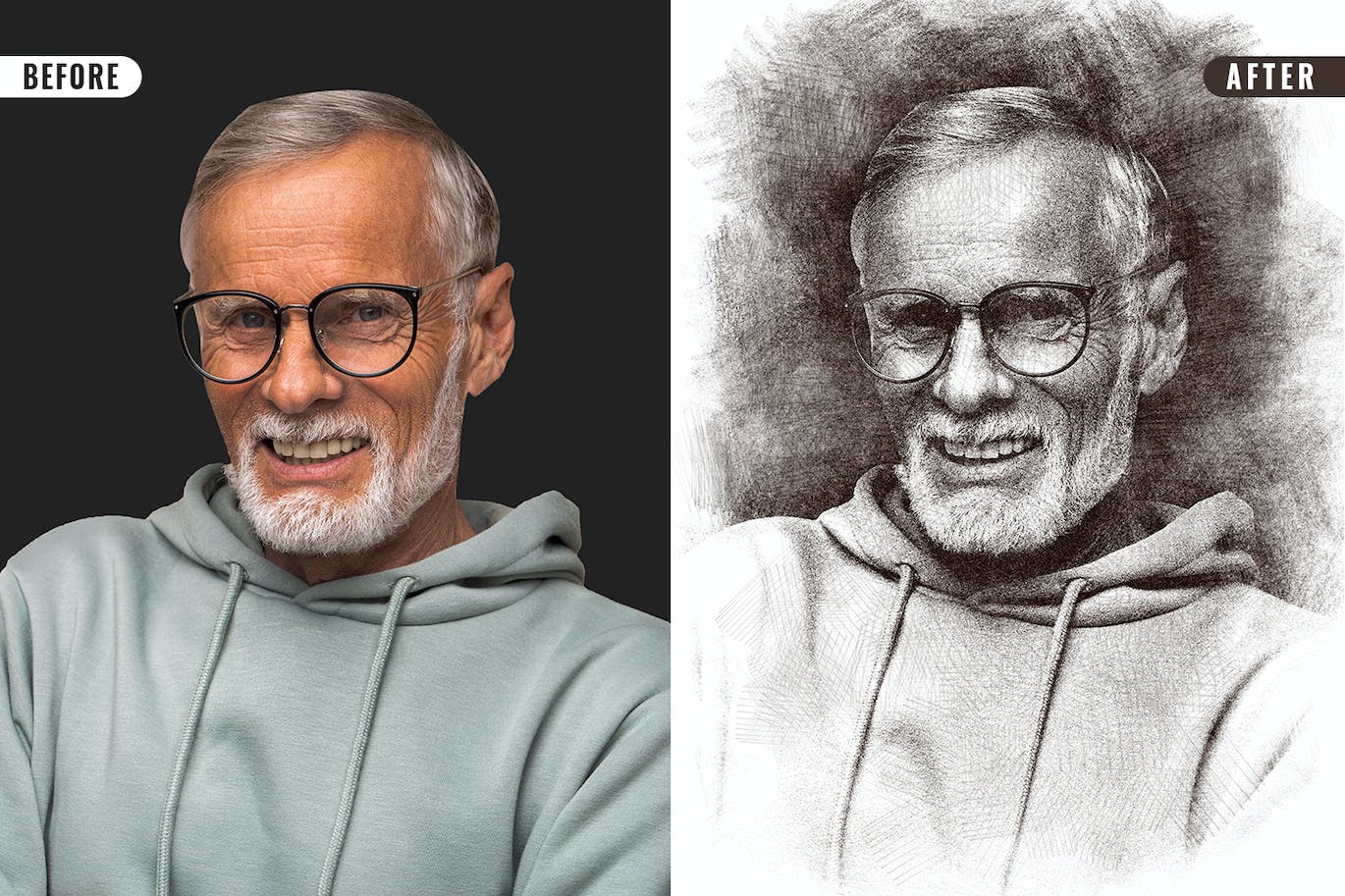 素描照片效果PS样式 Sketch Photo Effect 插件预设 sucaiwan.com