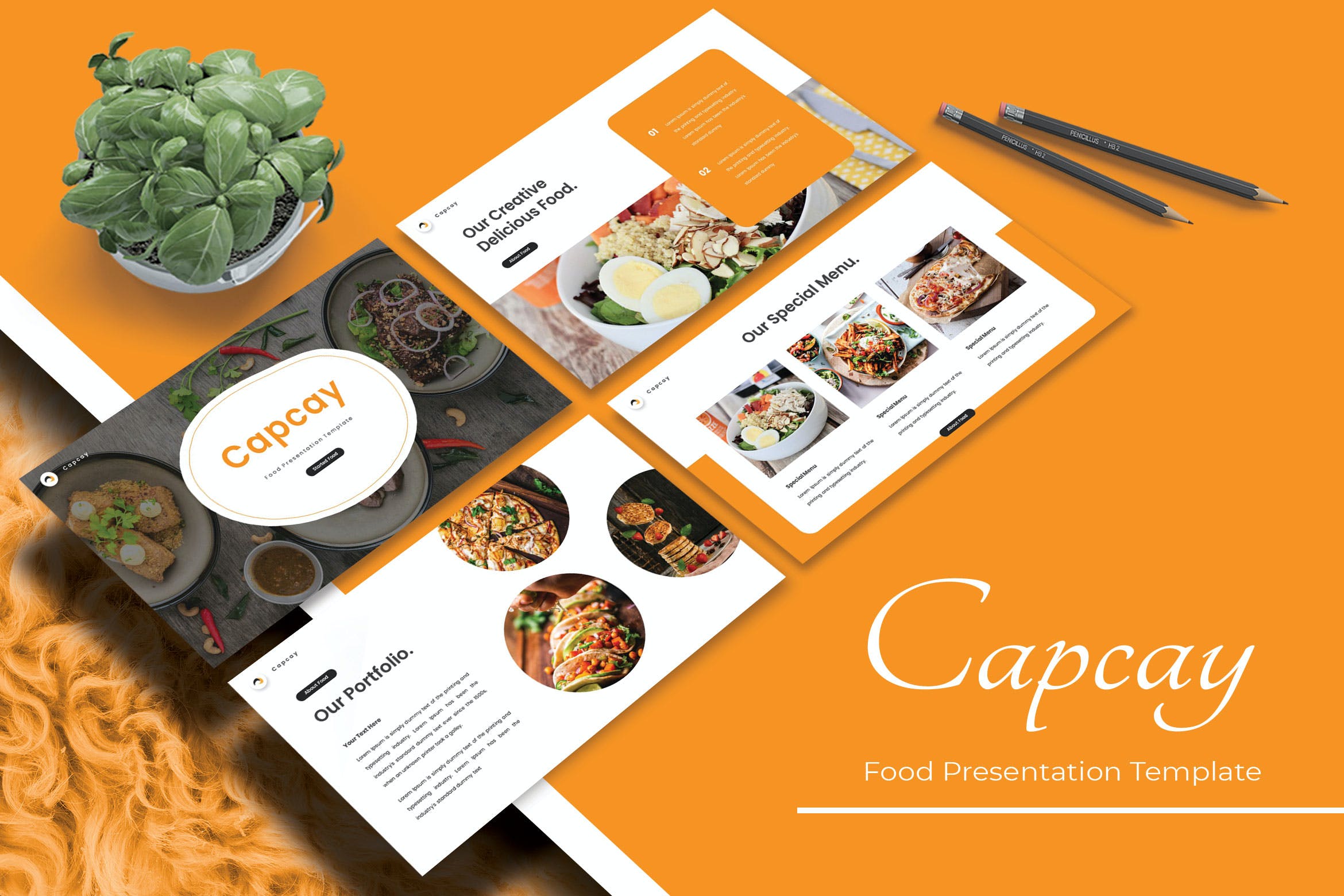 食品菜肴展示Powerpoint模板 CAPCAY – Food Powerpoint Template 幻灯图表 sucaiwan.com
