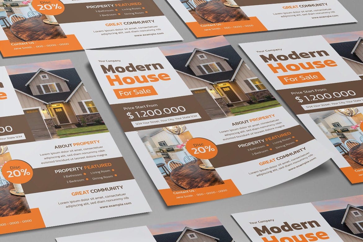 白色极简主义房地产海报素材 White Minimalist Real Estate Flyer 设计素材 sucaiwan.com