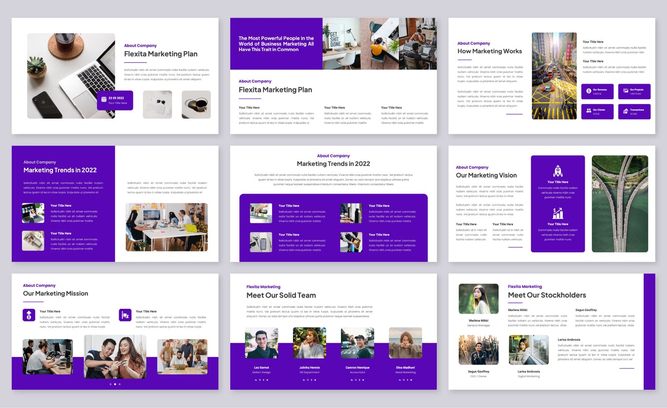 营销销售PPT幻灯片设计模板 Flexita – Marketing PowerPoint Template 幻灯图表 sucaiwan.com