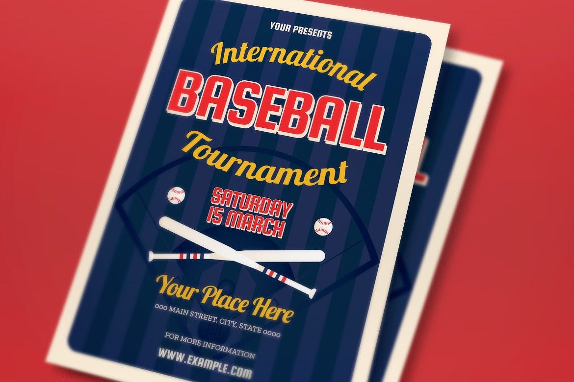 棒球比赛宣传单模板下载 Baseball Tournament Flyer Set 设计素材 sucaiwan.com