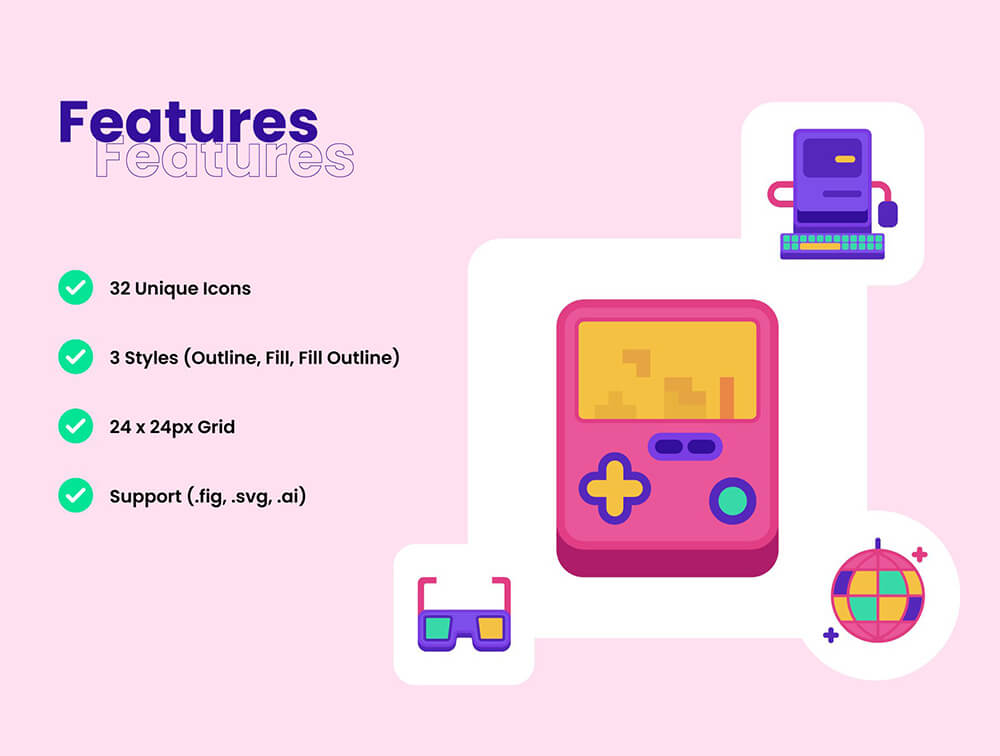 32个有趣的娱乐图标集 图标素材 sucaiwan.com