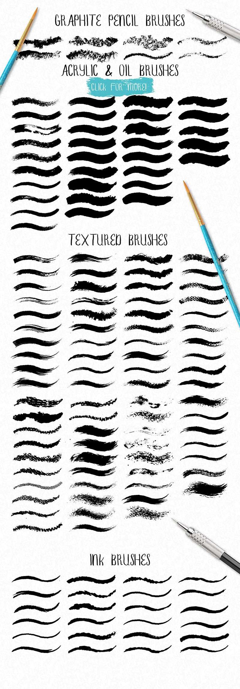 120个油画和水墨AI笔刷 笔刷资源 sucaiwan.com