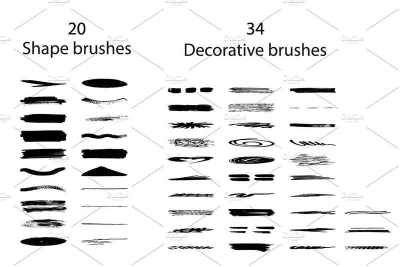 91个水墨油墨AI笔刷 笔刷资源 sucaiwan.com