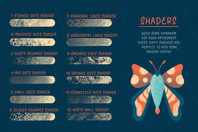 42个半色调纹理Procreate笔刷 笔刷资源 sucaiwan.com