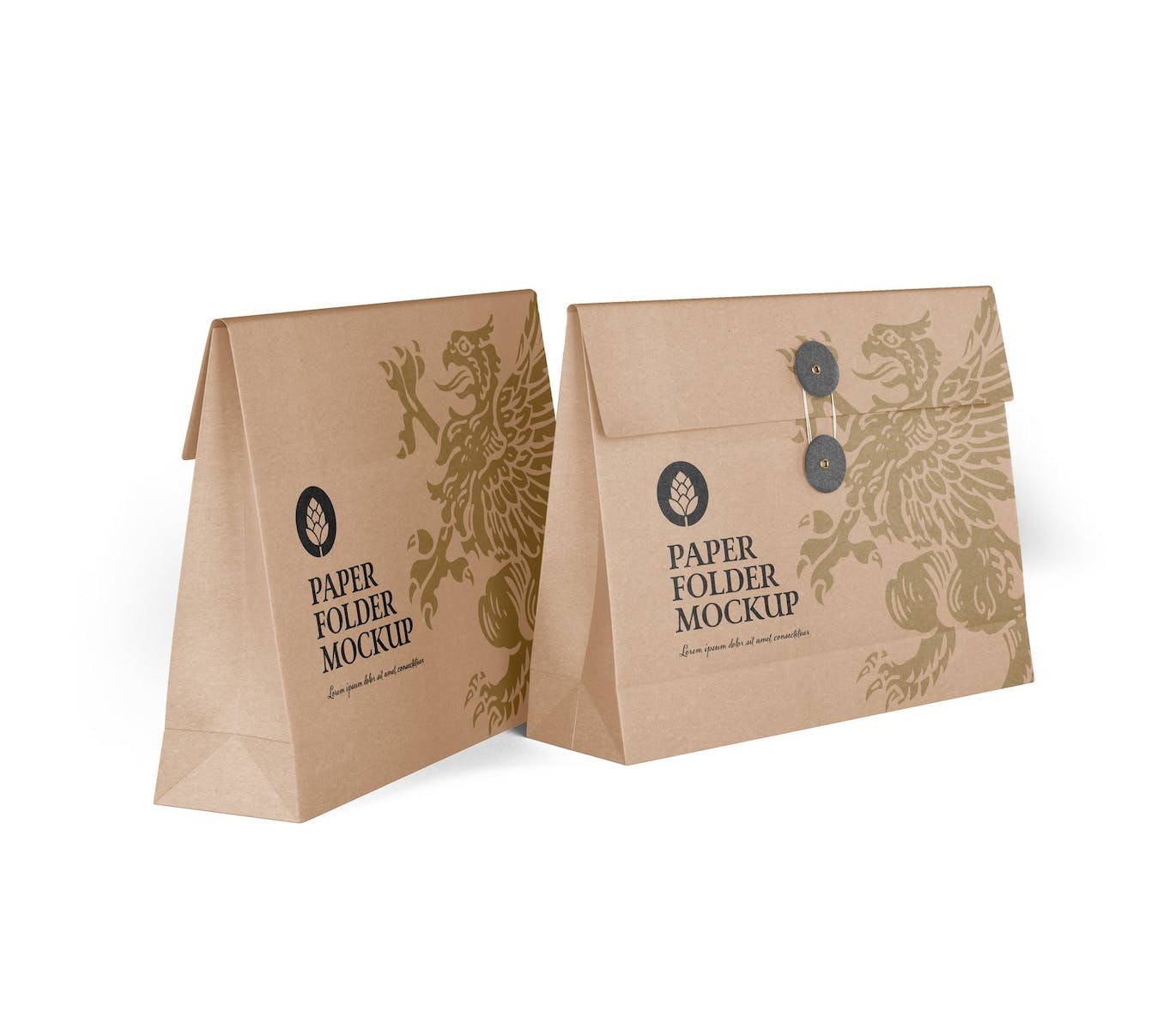 绕绳纸文件袋夹设计样机 Kraft Folder with Bow mockup 样机素材 sucaiwan.com