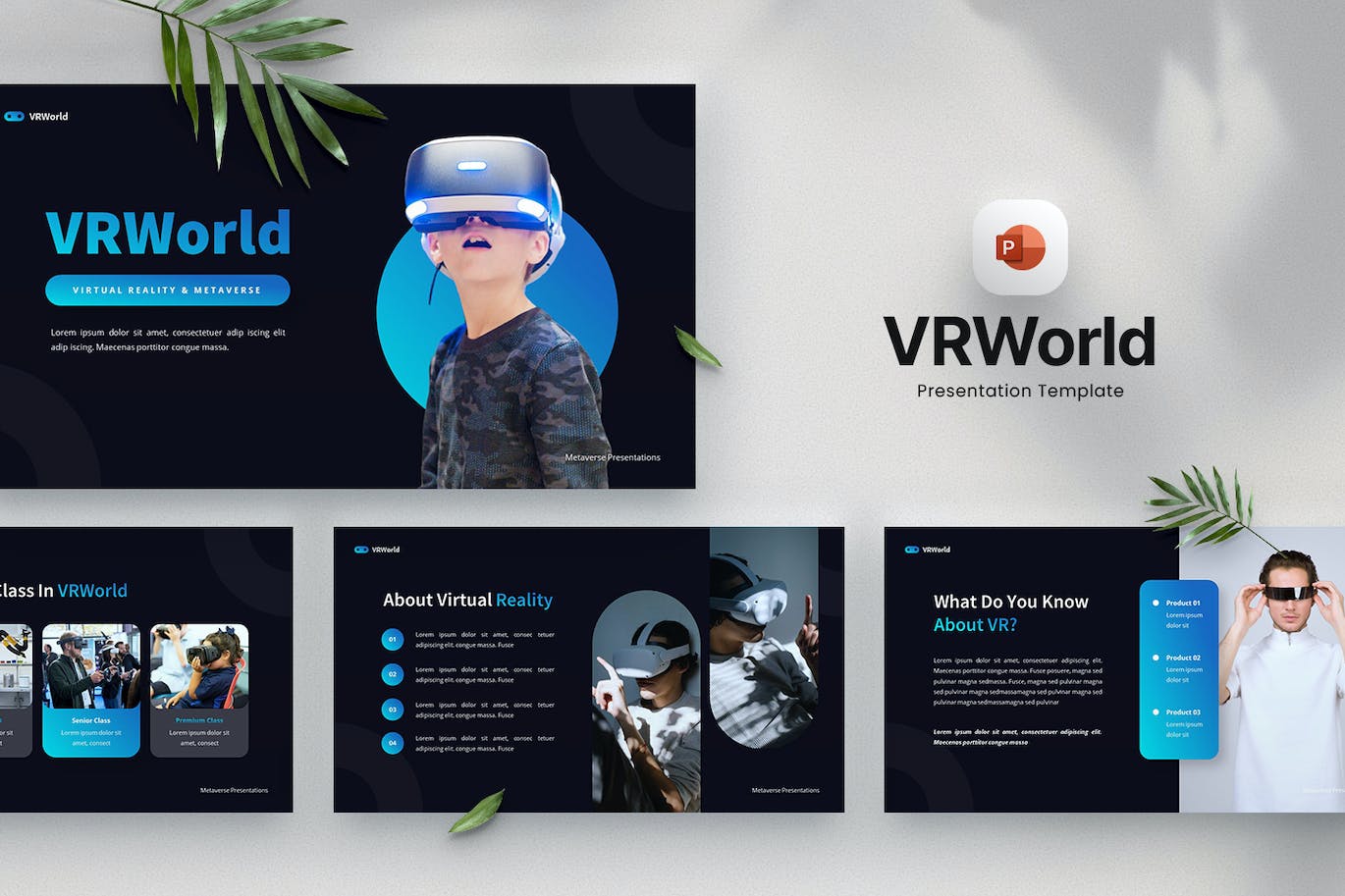 虚拟现实和元宇宙Powerpoint模板 VRWorld – Virtual Reality Powerpoint Template 幻灯图表 第1张-素材湾丨精选海外优质设计素材资源 虚拟现实和元宇宙Powerpoint模板 VRWorld – Virtual Reality Powerpoint Template 幻灯图表 sucaiwan.com
