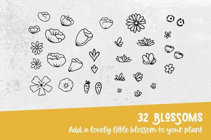 植物和盆栽卡通线描画Procreate笔刷 笔刷资源 sucaiwan.com