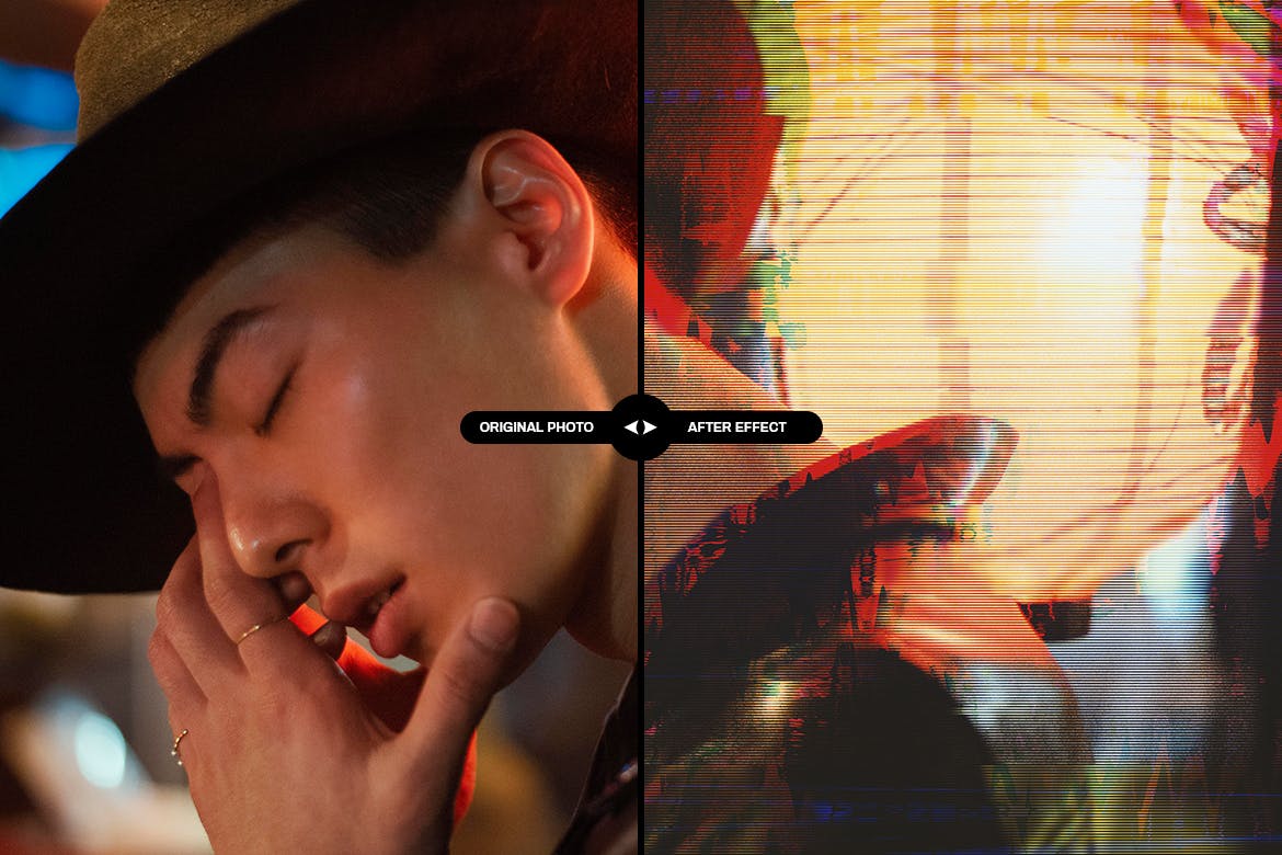 信号不良失真照片效果ps图层样式 Bad Distorted Signal photo effect 插件预设 sucaiwan.com