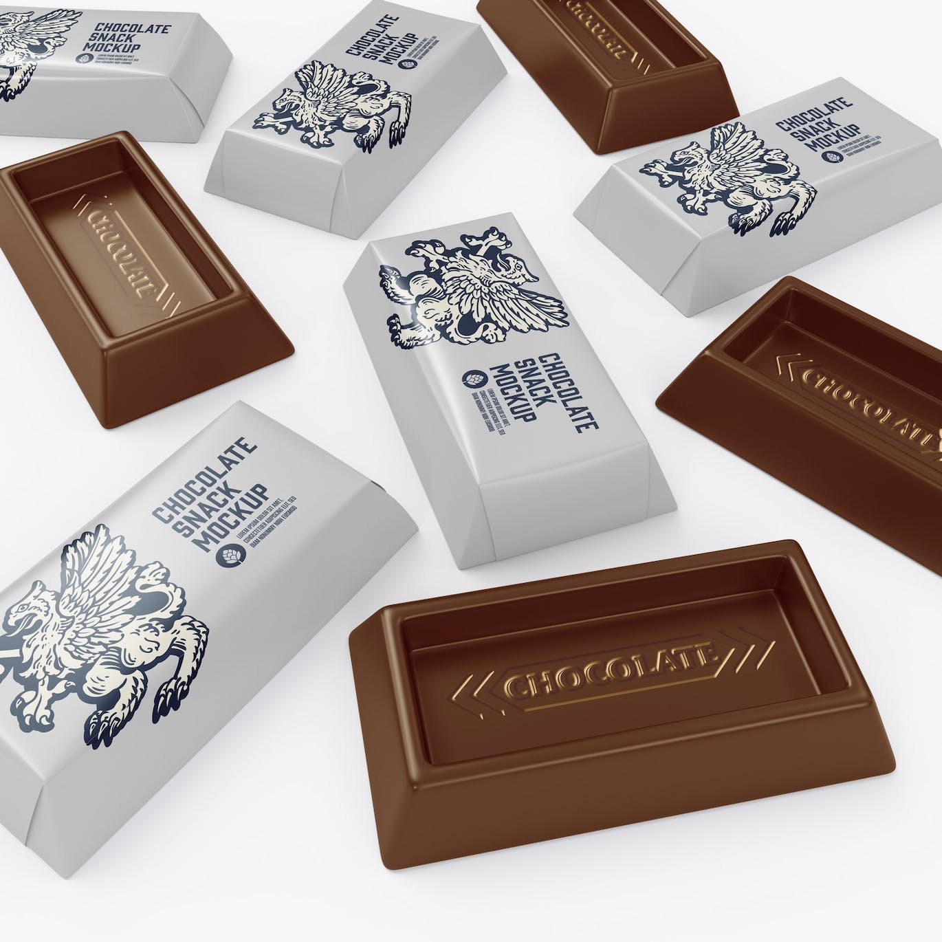 巧克力零食小包装设计样机模板 Small Pack Chocolates Mockup 样机素材 sucaiwan.com