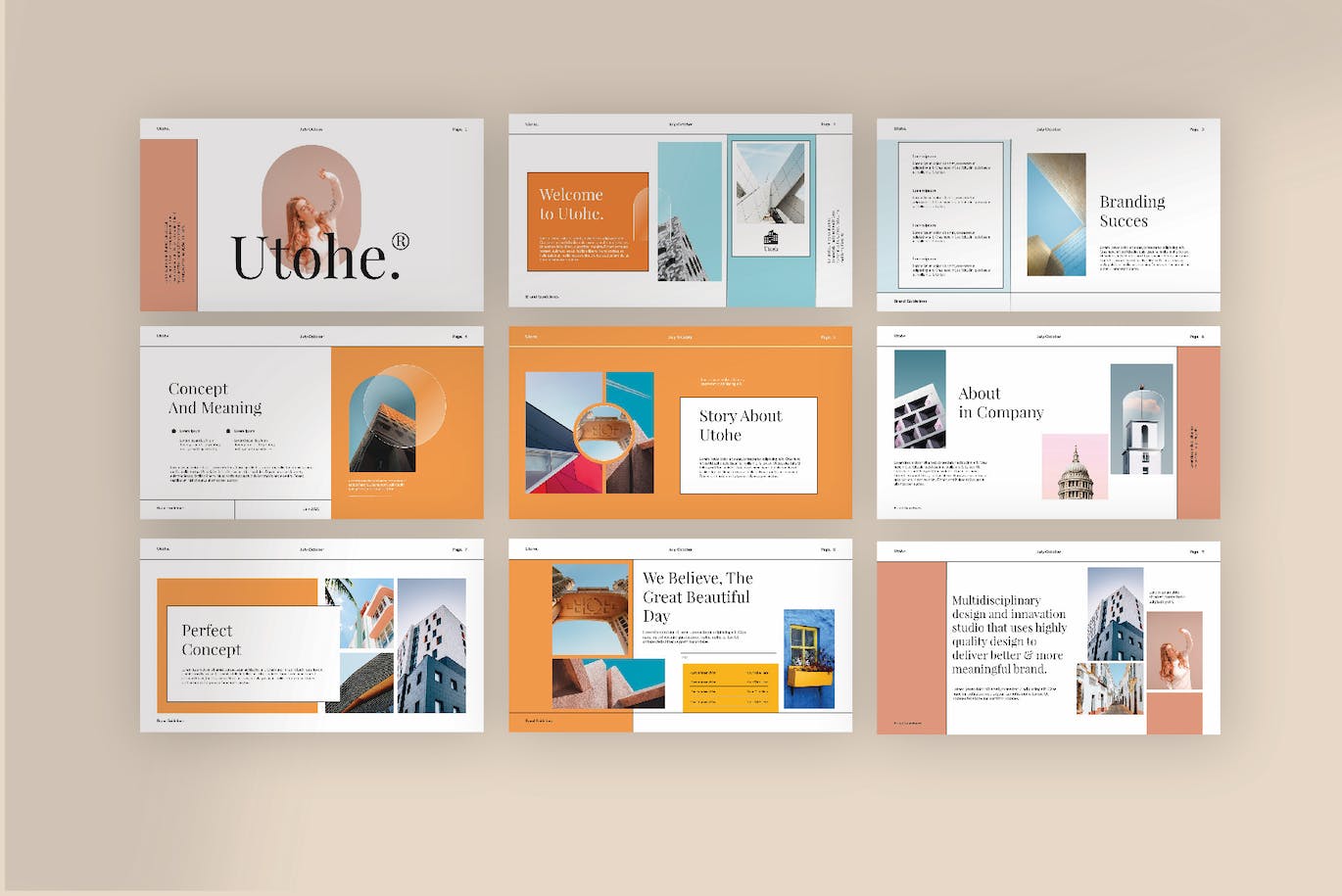 多用途公司演示PPT文稿 Utohe Powerpoint Template 幻灯图表 sucaiwan.com