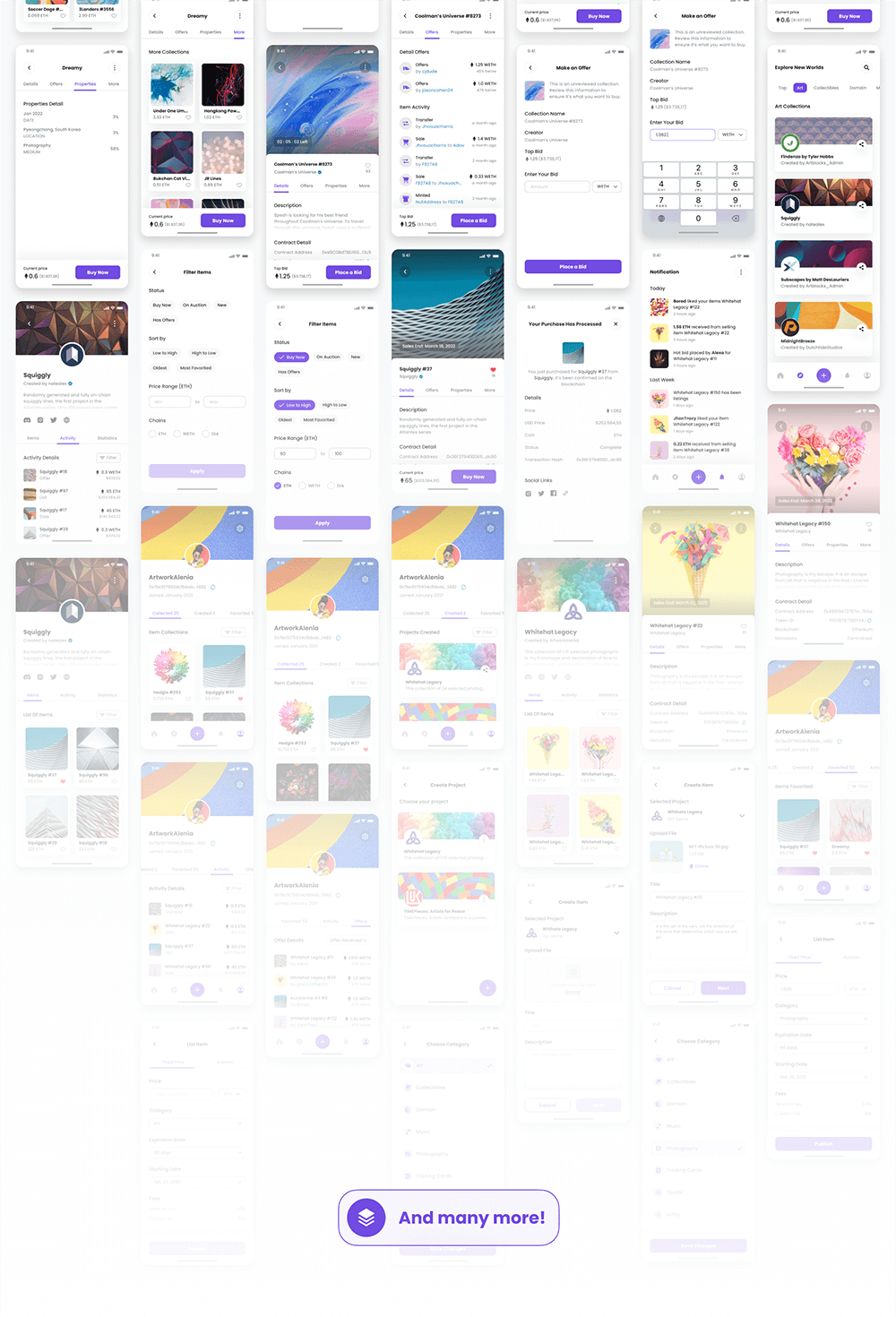 NFT市场移动应用程序 UI 套件 APP UI sucaiwan.com