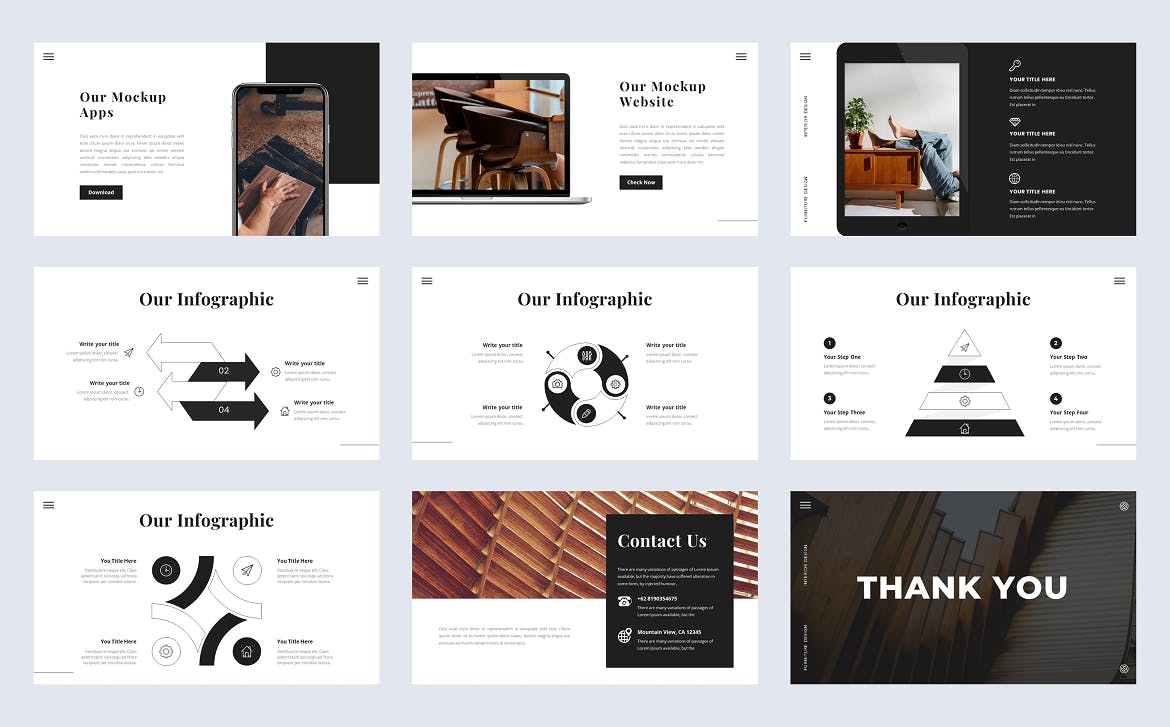 木材家具Powerpoint幻灯片模板 WOODY – Wood PowerPoint Presentation Template 幻灯图表 sucaiwan.com