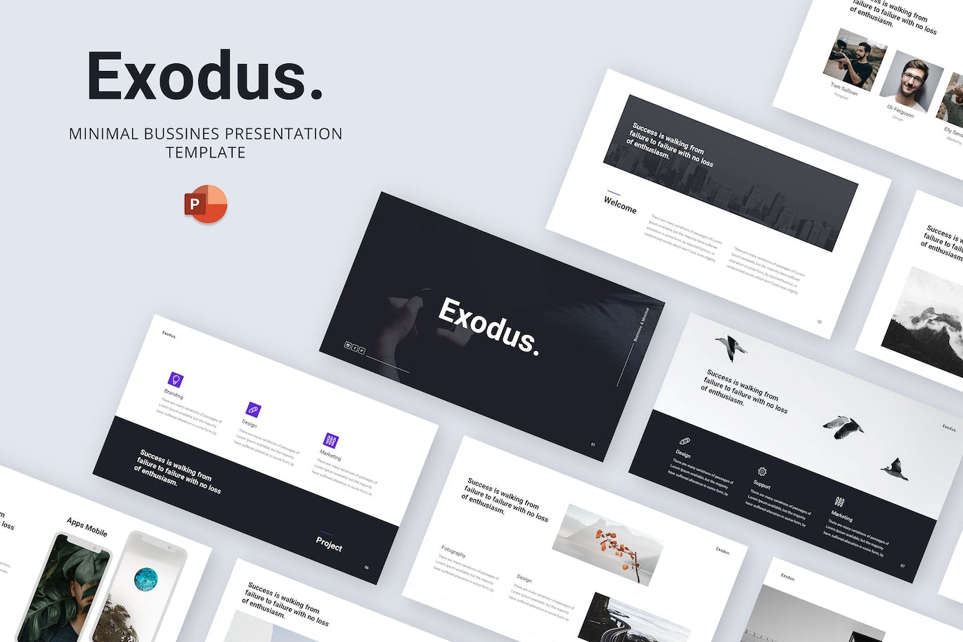 极简风格商业工作报告Powerpoint幻灯片模板 Exodus – Minimal Bussines Powerpoint Template 幻灯图表 sucaiwan.com