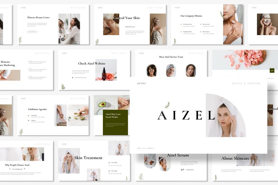 护肤美容Powerpoint幻灯片模板 Aizel – Skincare Beauty Presentation PowerPoint 幻灯图表 第2张-素材湾丨精选海外优质设计素材资源 护肤美容Powerpoint幻灯片模板 Aizel – Skincare Beauty Presentation PowerPoint 幻灯图表 sucaiwan.com