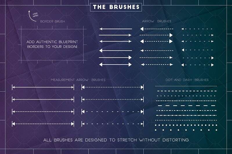 建筑图纸（蓝图）设计样式+AI笔刷套装 笔刷资源 sucaiwan.com