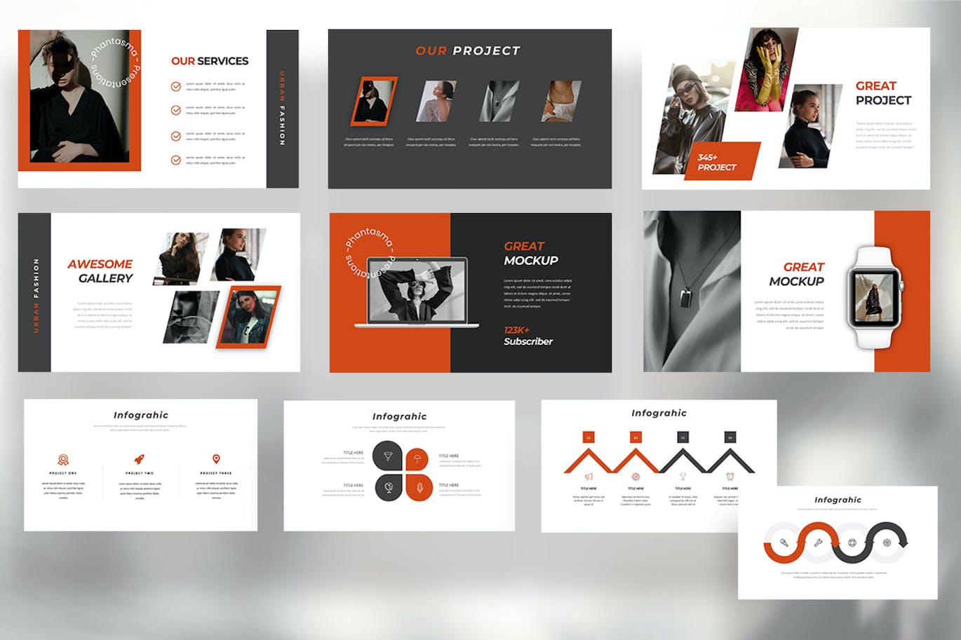 时尚都市项目推广PPT幻灯片设计模板 Phantasma – Powerpoint Template 幻灯图表 sucaiwan.com