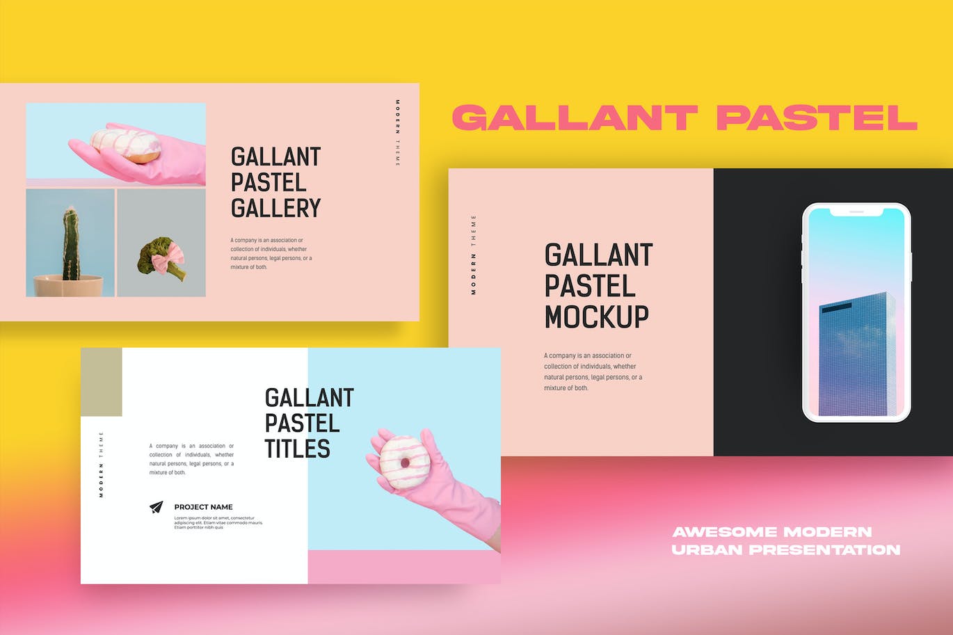 Lookbook作品集PPT模板 Gallant Pastel Lookbook Powerpoint 幻灯图表 sucaiwan.com