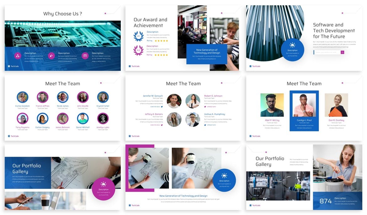 网络科技演示PPT模板 Techcode – Technology Powerpoint Template 幻灯图表 sucaiwan.com