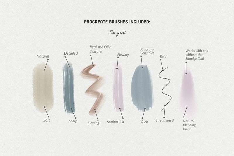 萨金特（Sargent）水彩油画Procreate笔刷 笔刷资源 sucaiwan.com
