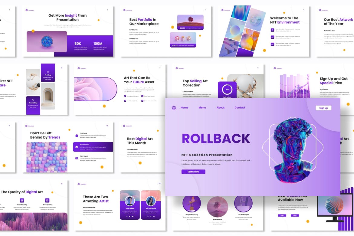 NFT作品展示幻灯片PPT模板 Rollback – NFT Collection Presentation Powerpoint 幻灯图表 第2张-素材湾丨精选海外优质设计素材资源 NFT作品展示幻灯片PPT模板 Rollback – NFT Collection Presentation Powerpoint 幻灯图表 sucaiwan.com