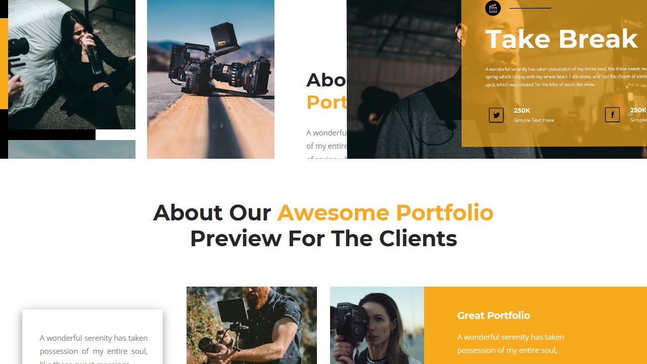 影视和电影制作PowerPoint演示模板 Moviker – Film & Movie Maker PowerPoint Template 幻灯图表 第5张-素材湾丨精选海外优质设计素材资源 影视和电影制作PowerPoint演示模板 Moviker – Film & Movie Maker PowerPoint Template 幻灯图表 sucaiwan.com