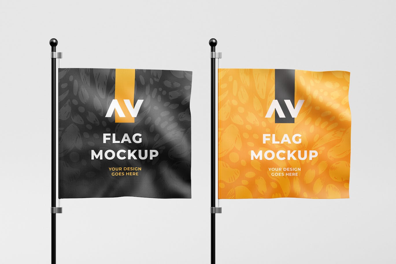 方形旗帜品牌设计样机 Square Flag Mockup 样机素材 sucaiwan.com