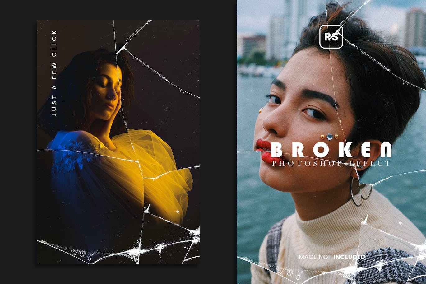 碎玻璃照片效果PS图层样式 Broken Glass Photo Effect 插件预设 sucaiwan.com
