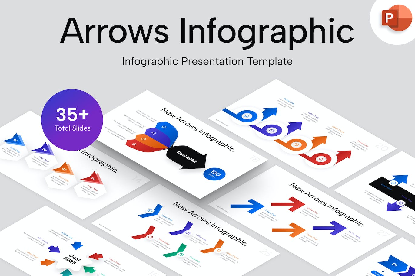 箭头信息图表PowerPoint演示文稿模板 Arrows Infographic PowerPoint Template 幻灯图表 第1张-素材湾丨精选海外优质设计素材资源 箭头信息图表PowerPoint演示文稿模板 Arrows Infographic PowerPoint Template 幻灯图表 sucaiwan.com