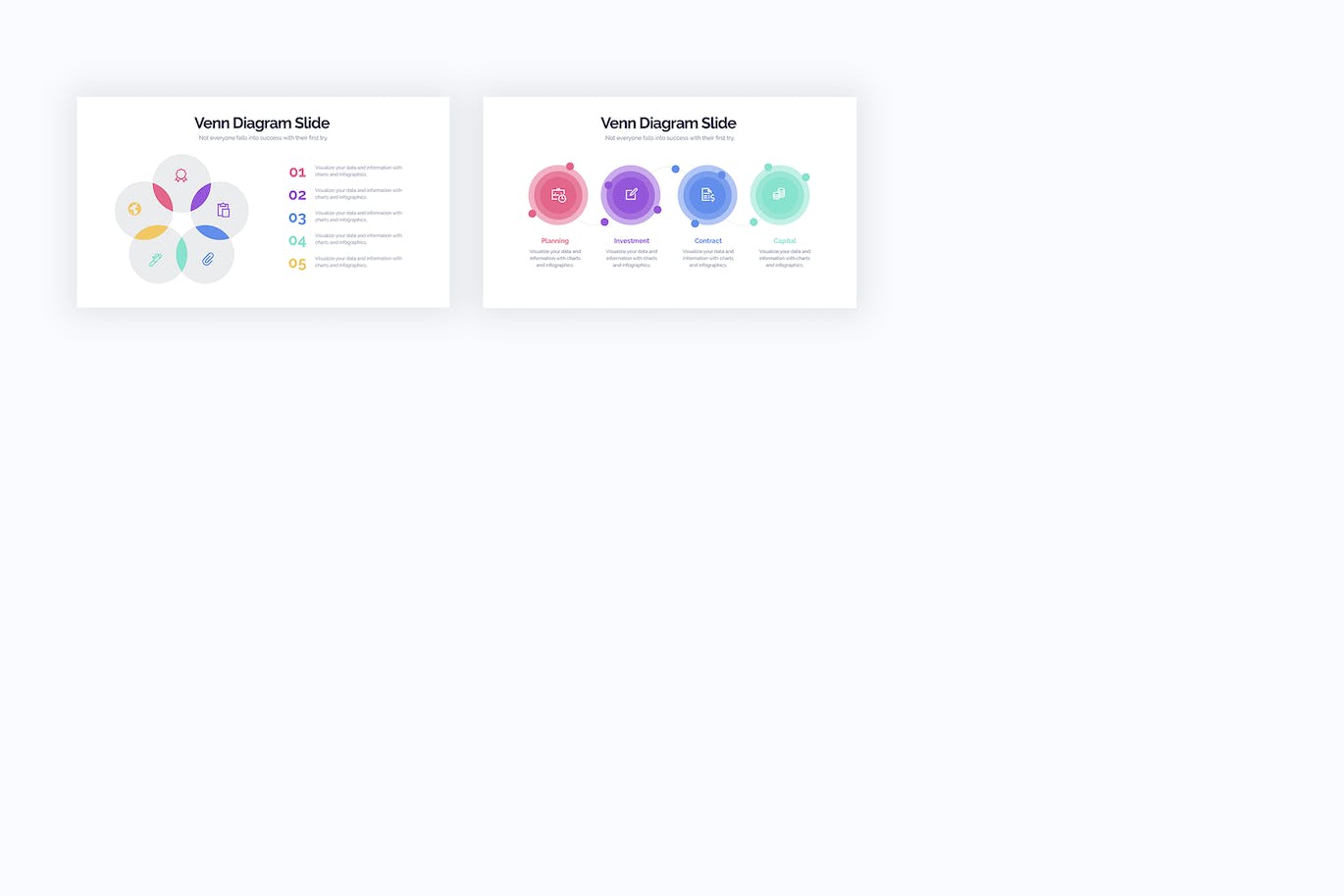 文氏图/维恩图信息图表设计AI矢量模板 Business Venn Diagrams Illustrator Infographics 幻灯图表 sucaiwan.com