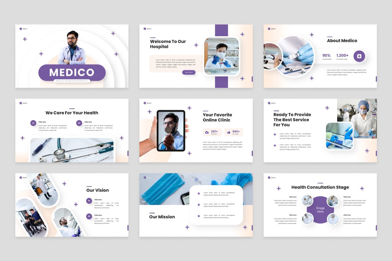 现代医疗保健PPT模板下载 Medico – Modern Healthcare Powerpoint Template 幻灯图表 sucaiwan.com