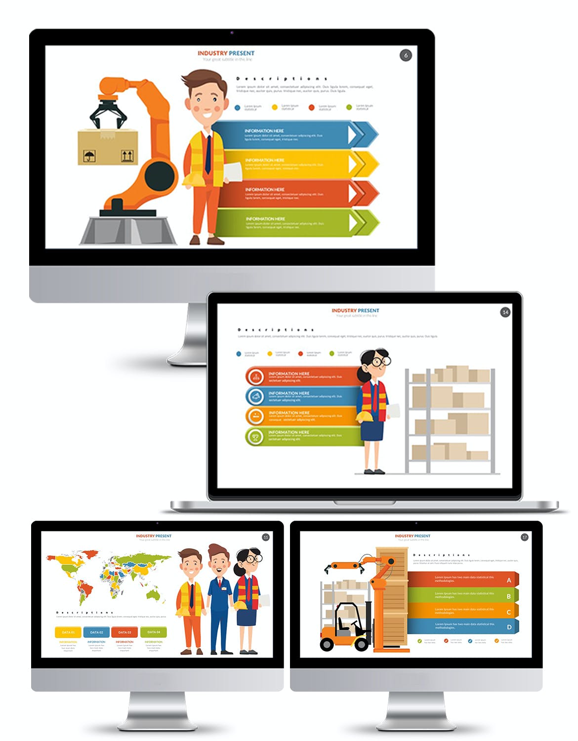 工业动画信息图表PPT设计模板 Industrial Powerpoint Templates 幻灯图表 sucaiwan.com