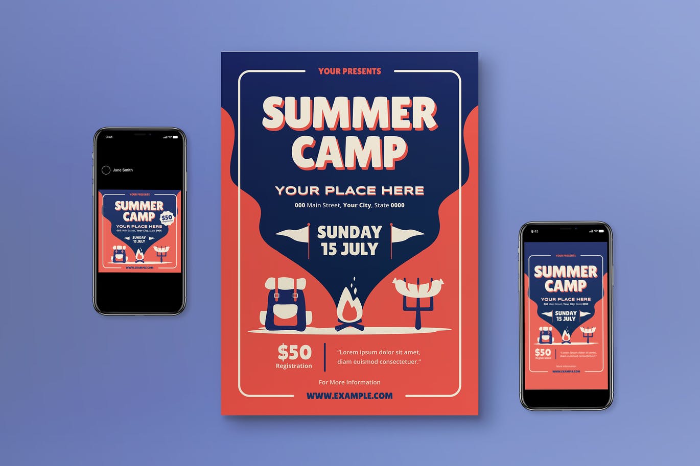 夏令营传单设计 Sumer Camp Flyer Set 设计素材 sucaiwan.com