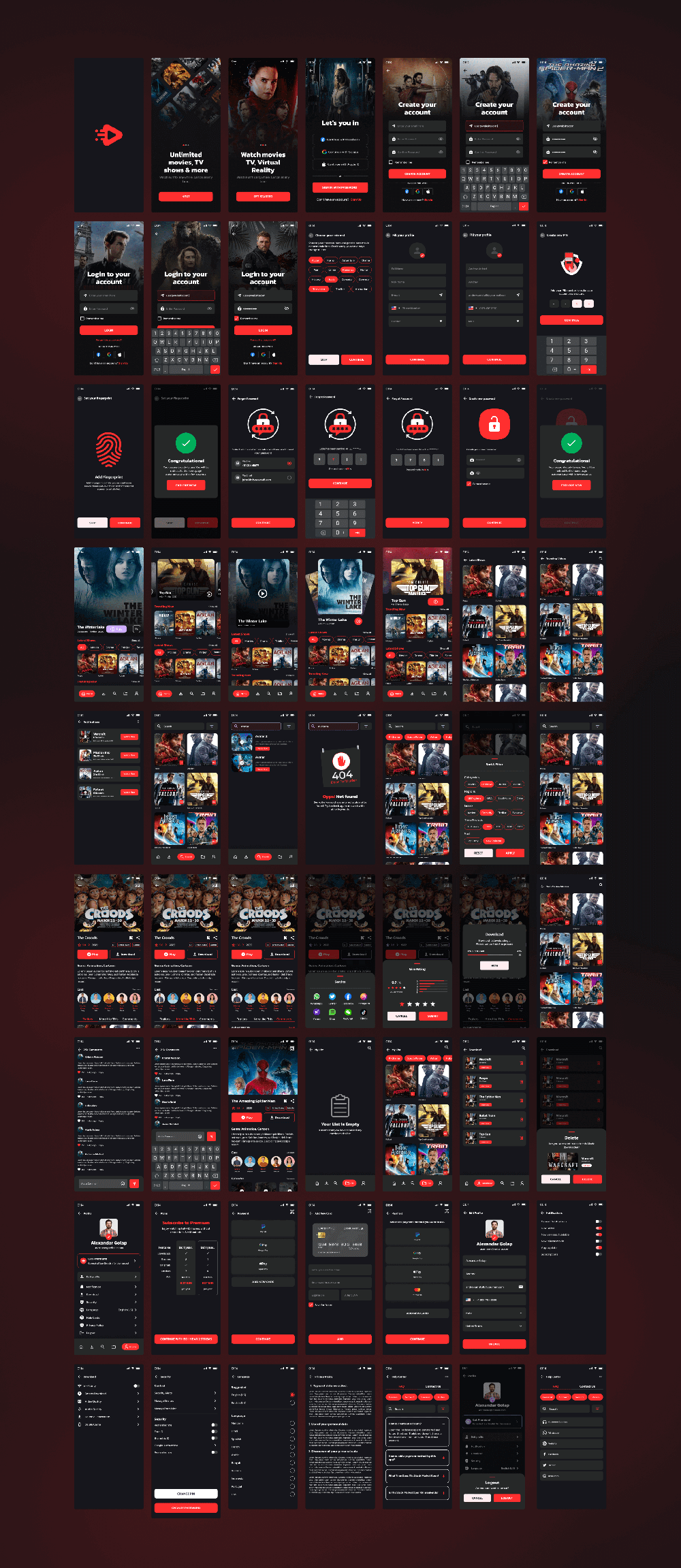 电影流媒体平台应用程序UI套件 APP UI sucaiwan.com