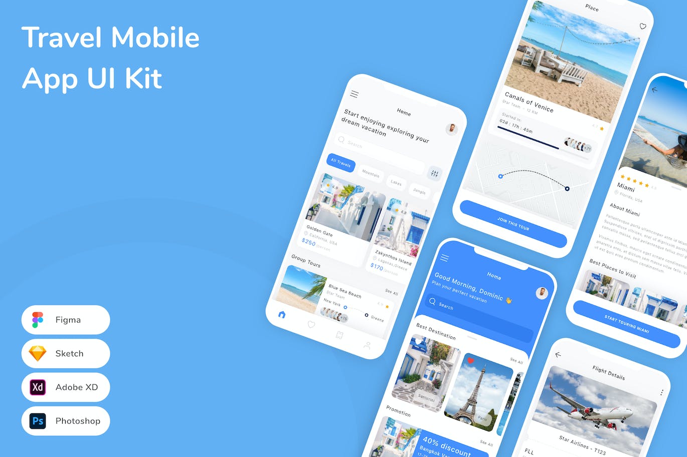 旅行应用程序App界面设计UI套件 Travel Mobile App UI Kit APP UI sucaiwan.com