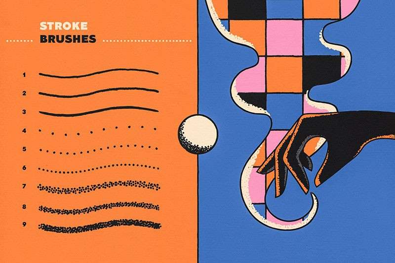 18个点绘波纹Illustrator笔刷 笔刷资源 sucaiwan.com