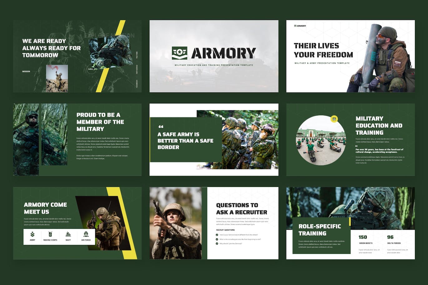 军事教育和训练Powerpoint模板 ARMORY – Military Education Powerpoint Template 幻灯图表 第5张-素材湾丨精选海外优质设计素材资源 军事教育和训练Powerpoint模板 ARMORY – Military Education Powerpoint Template 幻灯图表 sucaiwan.com