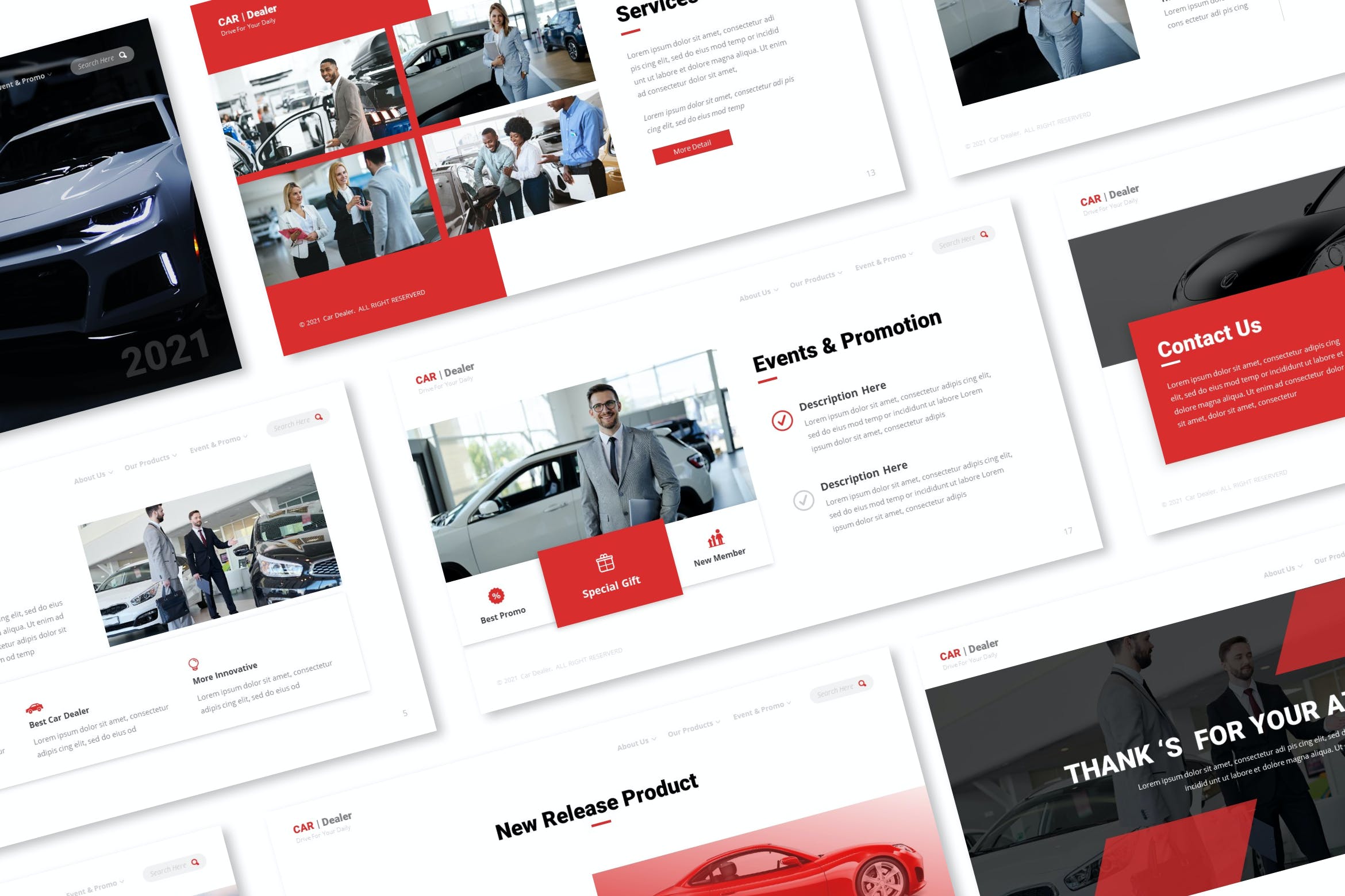 汽车经销商PowerPoint演示文稿模板 Car Dealer Powerpoint Presentation Template 幻灯图表 sucaiwan.com