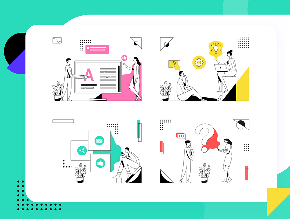 创业主题简单的线条场景插画 设计素材 sucaiwan.com