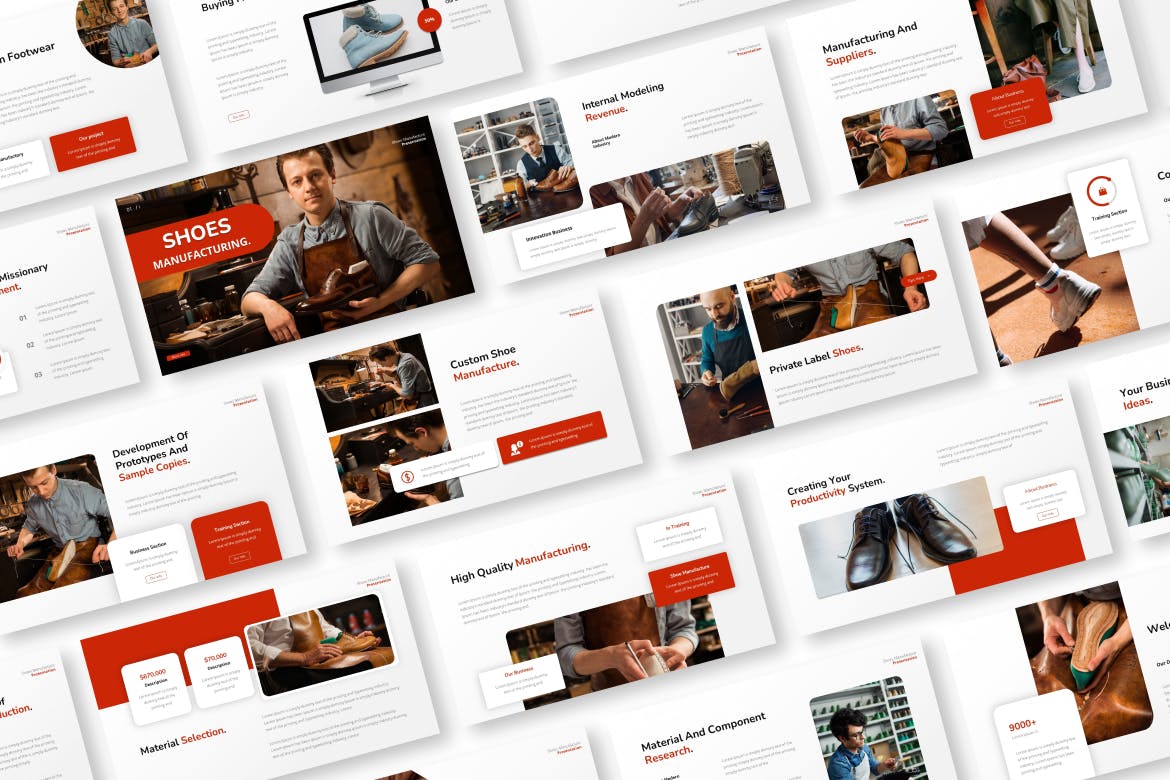 鞋类制造业PPT模板下载 Shoes Manufacturing Powerpoint Template 幻灯图表 sucaiwan.com