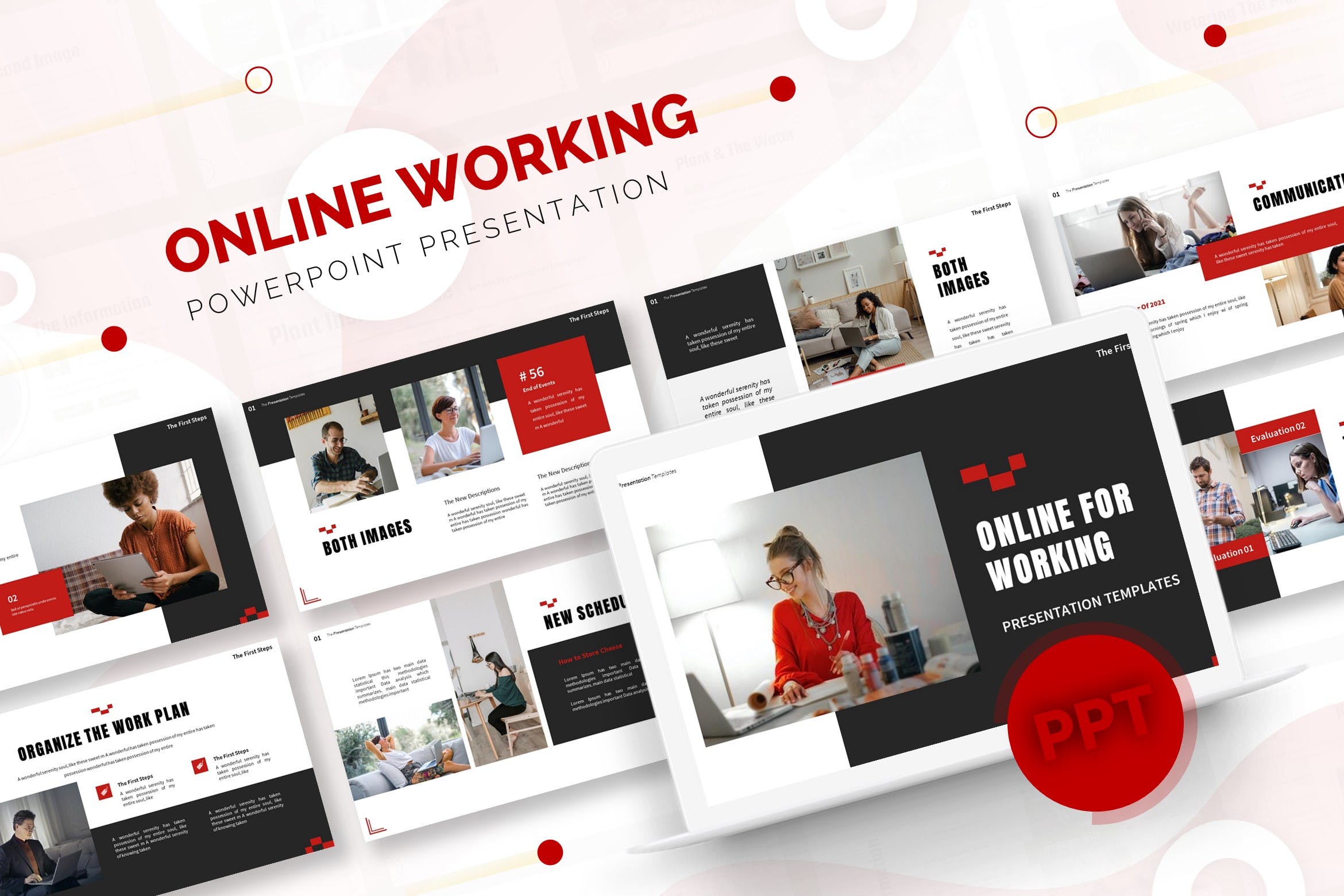 在线工作/办公PowerPoint演示文稿模板 Online for Working | Powerpoint Template 幻灯图表 sucaiwan.com
