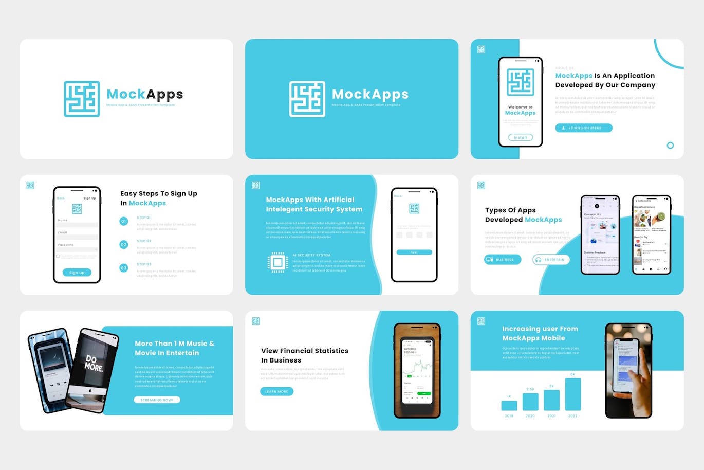 移动应用和SAAS业务Powerpoint模板下载 MockApps – Mobile App PowerPoint Template 幻灯图表 sucaiwan.com