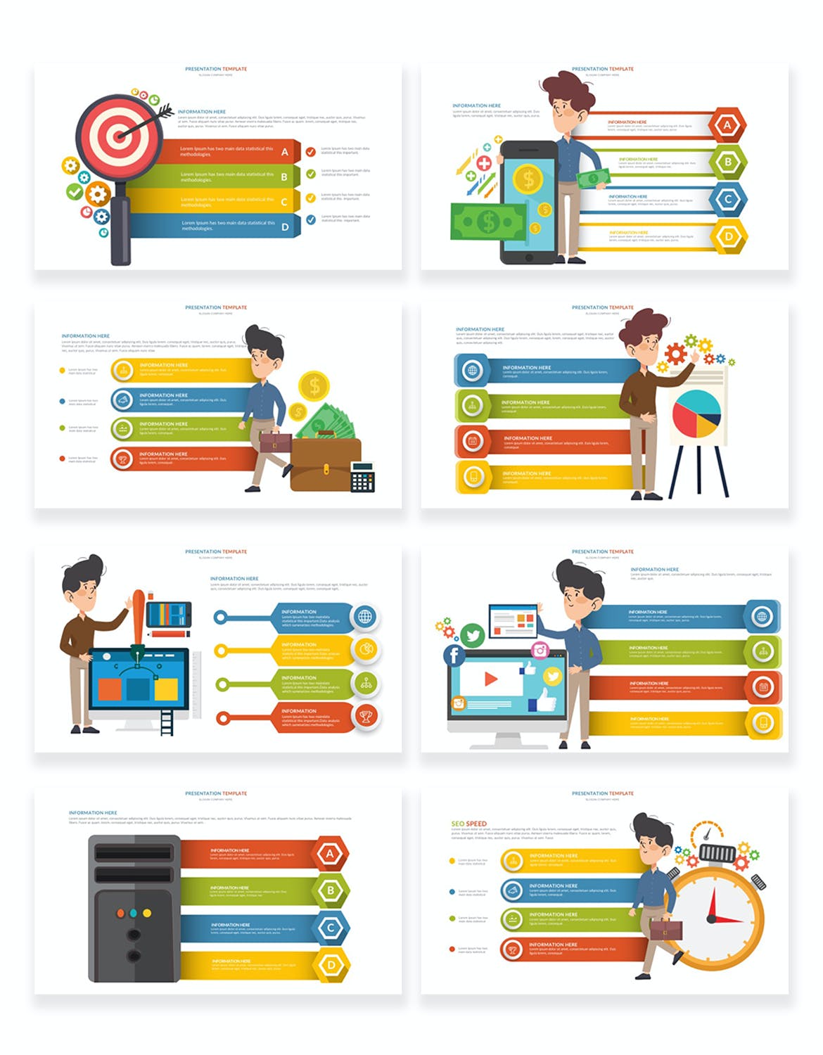 SEO动画图表PPT演示幻灯片模板 SEO Infographic Powerpoint Template 幻灯图表 sucaiwan.com