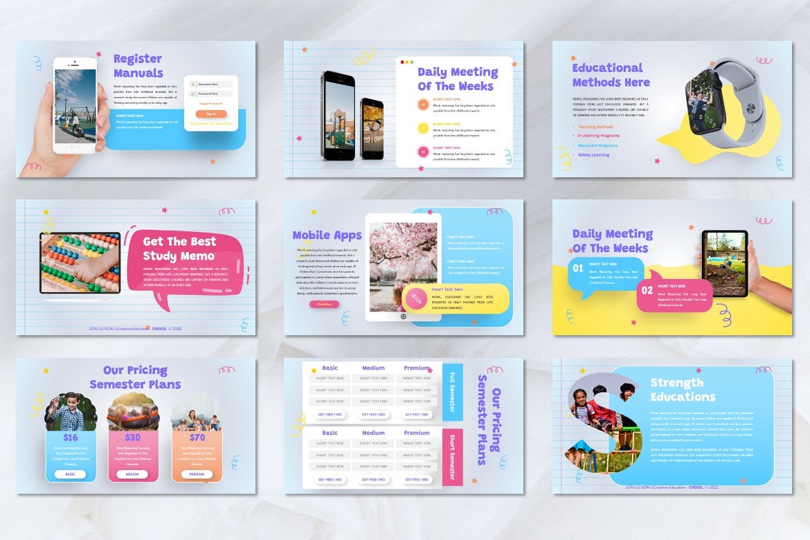 儿童教育创意PPT设计模板 Chekol – Education Creative Powerpoint Template 幻灯图表 sucaiwan.com
