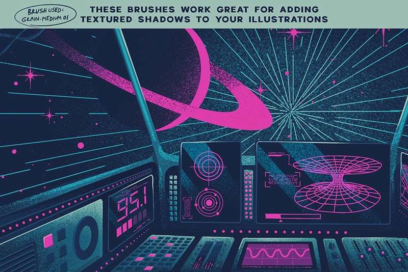 24个颗粒感插画纹理PS笔刷 笔刷资源 sucaiwan.com