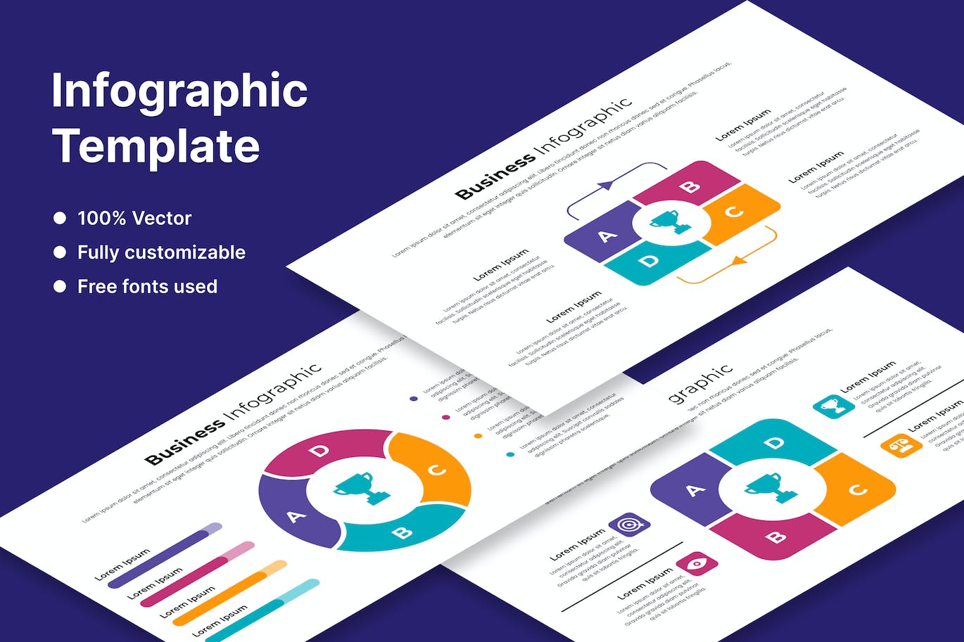 成功步骤信息图表设计模板 Success Step Infographics 幻灯图表 sucaiwan.com