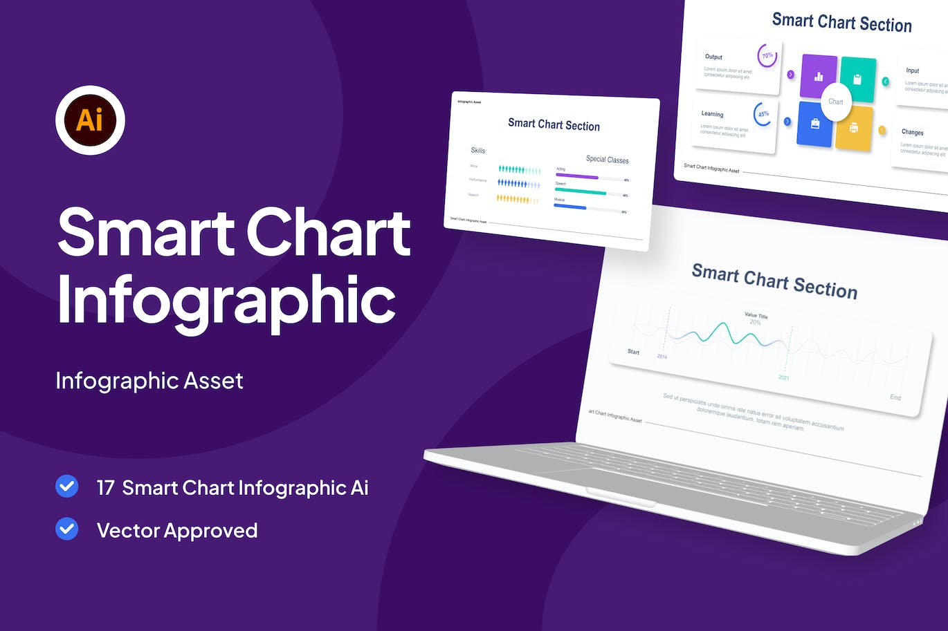 智能数据信息图表矢量模板 Smart Chart Infographic Asset Illustrator 幻灯图表 sucaiwan.com