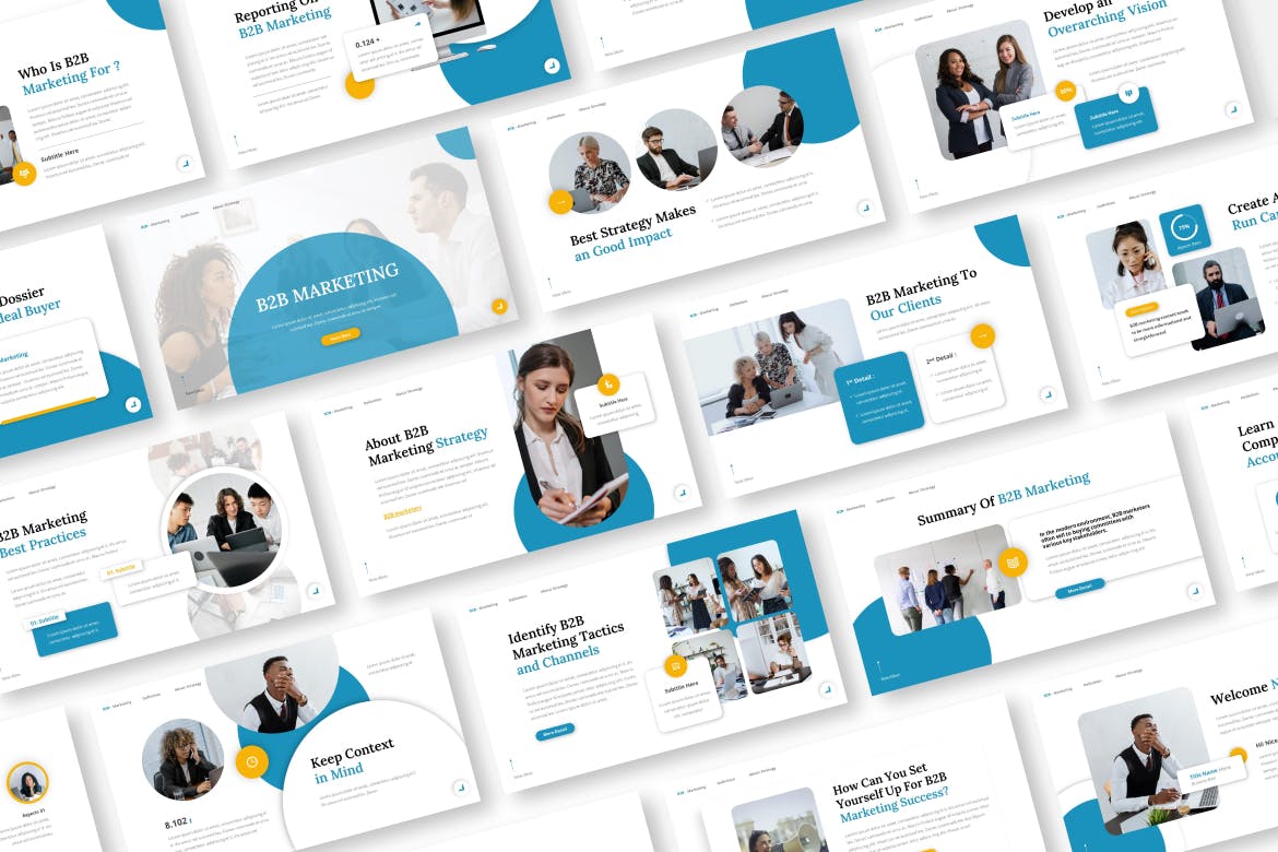 B2B营销业务Powerpoint模板下载 B2B Marketing Powerpoint Presentation Template 幻灯图表 sucaiwan.com