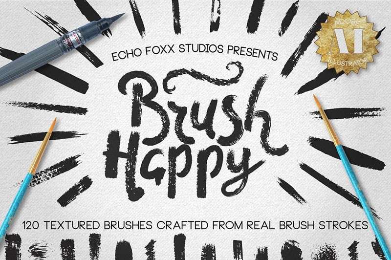 120个油画和水墨AI笔刷 笔刷资源 sucaiwan.com