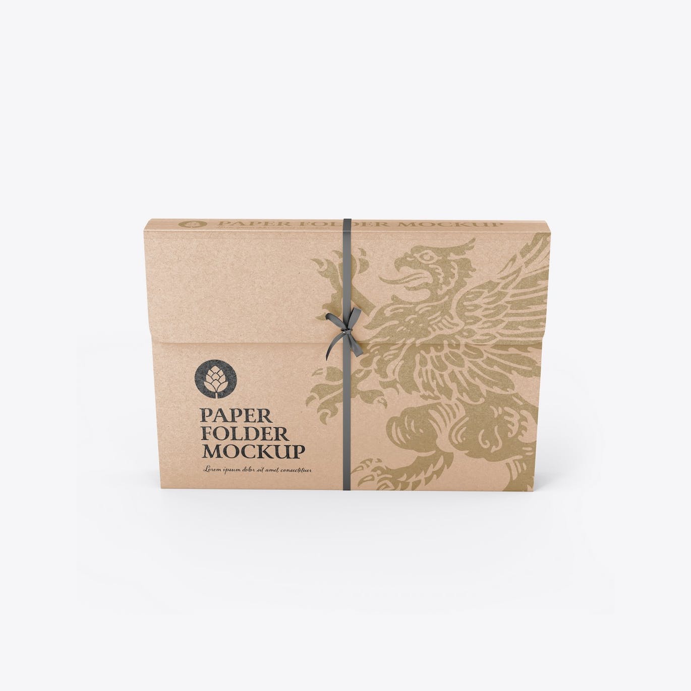 带绳的牛皮纸文件夹外观设计样机 Set Kraft Folders with Rope mockup 样机素材 sucaiwan.com